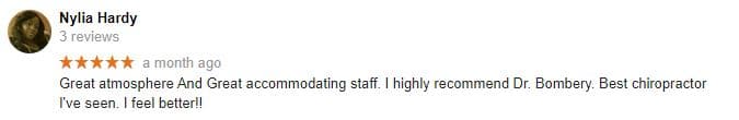 Bombery Chiropractic & Laser Clinic Patient Testimonial