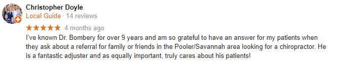 Bombery Chiropractic & Laser Clinic Patient Testimonial