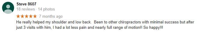 Bombery Chiropractic & Laser Clinic Patient Testimonial